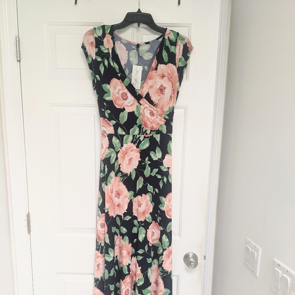 Marcella's Fashion Navy w/Pink Flowers Maxi - Picture 3 of 4